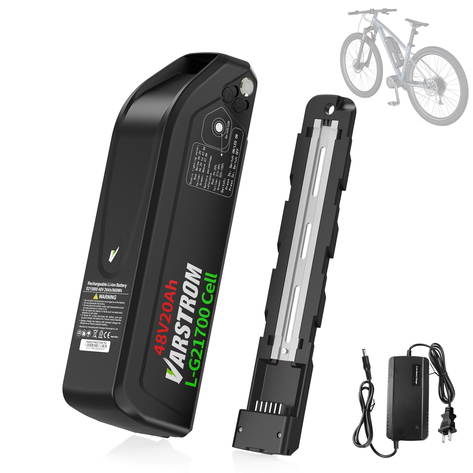自転車　バッテリー　48v20Ah Amazon.com : Varstrom 48V 20Ah Ebike Battery L*/G Cell Lithium